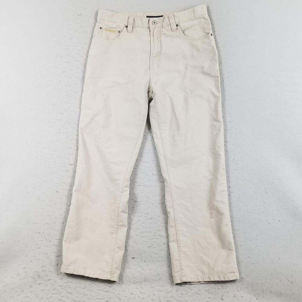 Perry Ellis America Jeans Mens 34x30 Beige Khaki 5-Pocket‎ Cotton Straight Twill